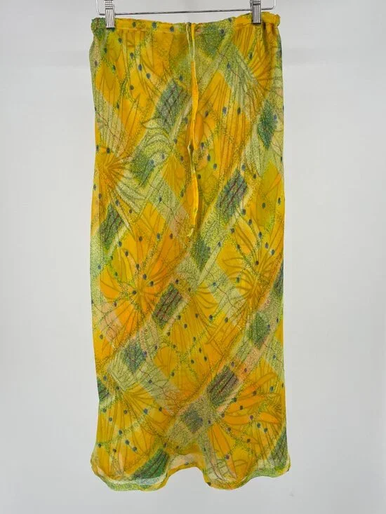 Sacred Threads Reversible 2-Piece Set Yellow Tropical Boho Skirt M/L - Picture 8 of 11